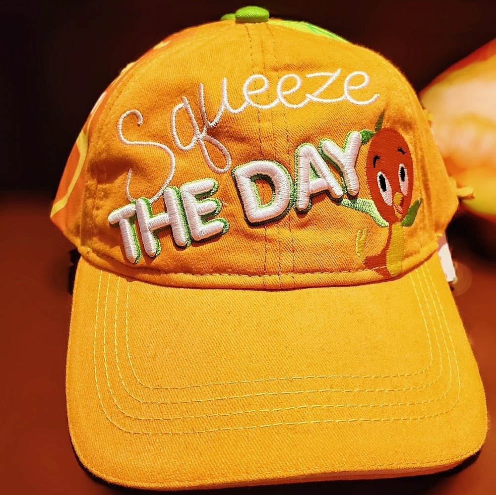 DISNEY PARKS ORANGE BIRD SQUEEZE THE DAY HAT - Picture 1 of 6